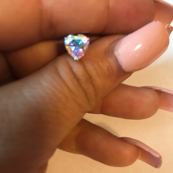 NWT Sterling Silver heart ❤️ cut CZ earrings - Picture 7 of 7